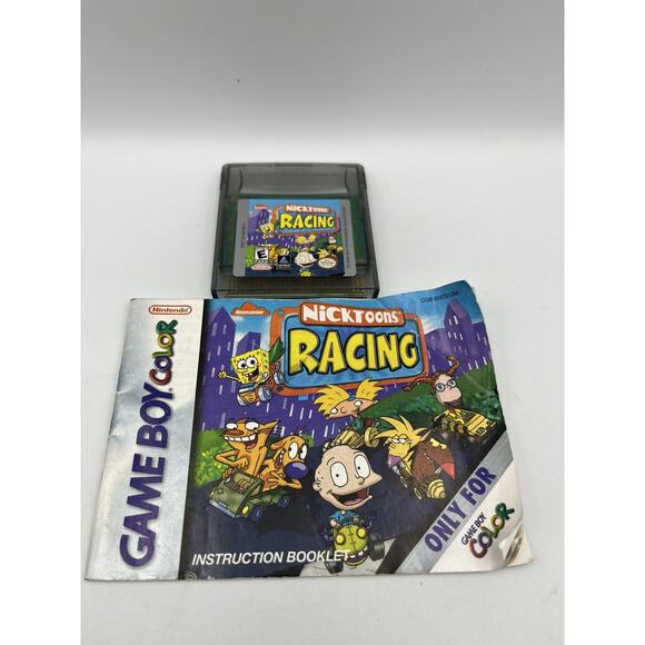Nintendo Game Boy Color Nicktoons Racing Game And Manual Tested Authentic - Picture 1 of 6